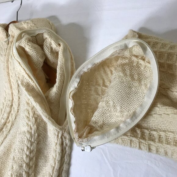 Vtg Irish Wool Fisherman Zip Cardigan ZIP OFF CONVERTIBLE SLEEVE To Sweater Vest - Picture 12 of 16